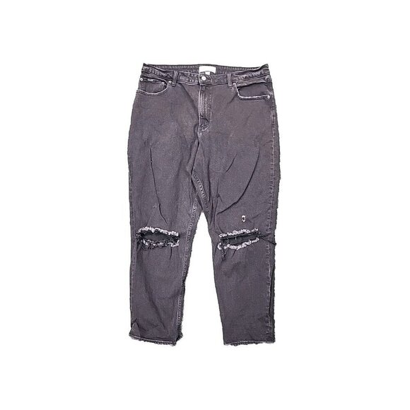 Abercrombie & Fitch Jeans Black The Mom High Rise Distressed Women's 16 - Picture 1 of 8